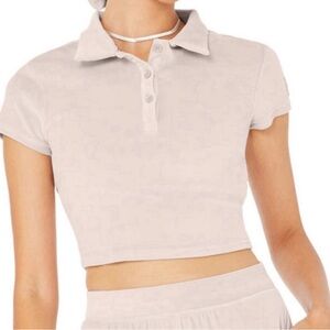 Alo Yoga Taupe Brown Polo Crop Top Size Small